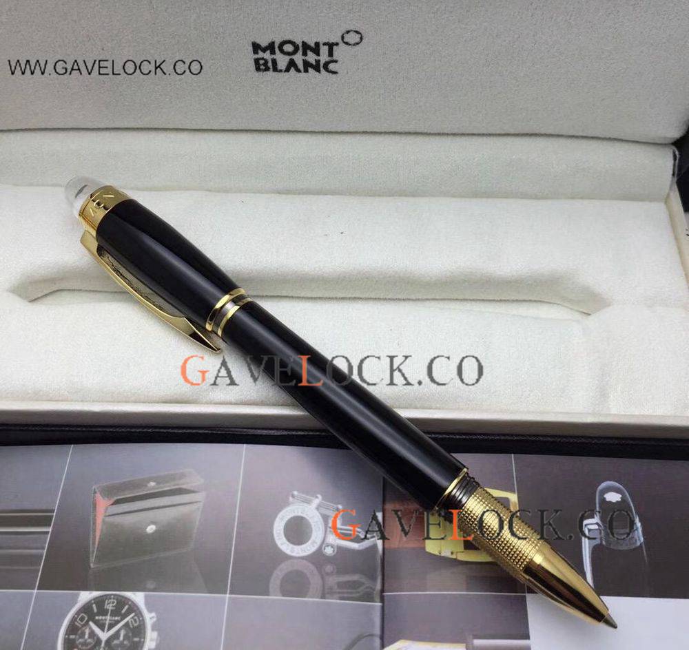Fake Mont blanc Starwalker Rollerball Pen Black Resin and Gold